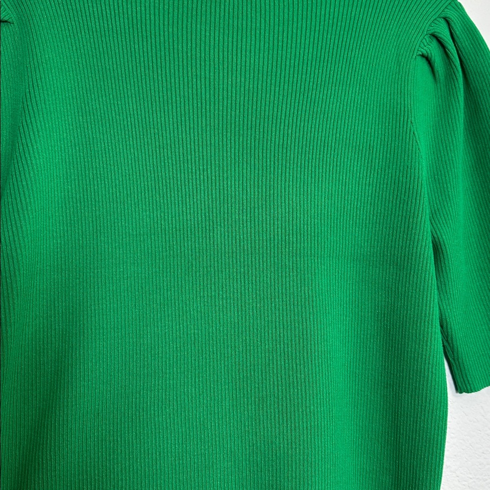 NEW Nanette Lepore Green Ribbed Sweater Rhinestone‎ Collar Top Womens XL - Picture 5 of 12